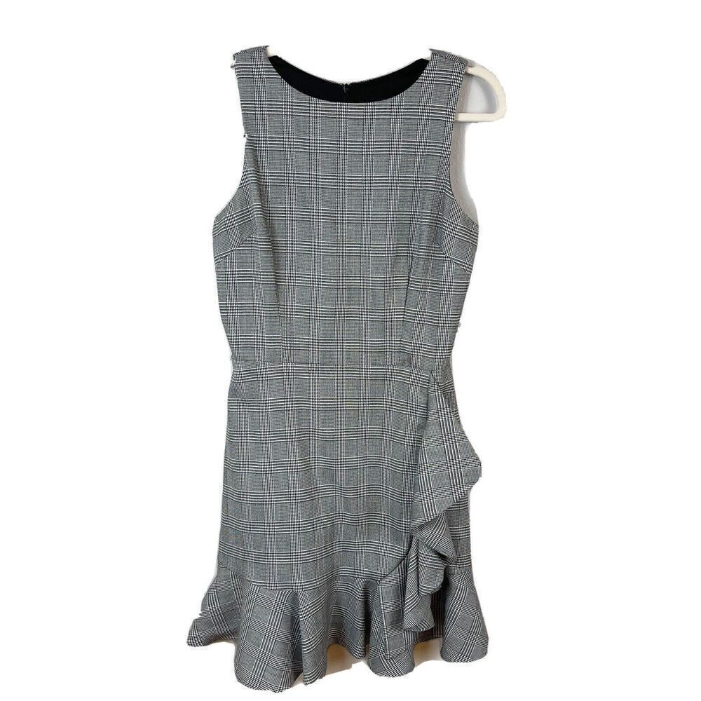 AQUA Black/White Stripped Ruffle Dress Size Large
